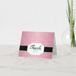 Eleganter moderner rosa Damask Danke Karten