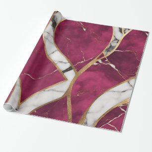Eleganter moderner Rosa, Gold, weißer Marmor Luxus Geschenkpapier