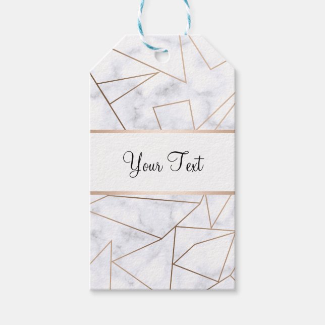 eleganter, moderner Rose, geometrischer weißer Mar Geschenkanhänger (Vorderseite)