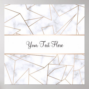 eleganter, moderner Rose, geometrischer weißer Mar Poster