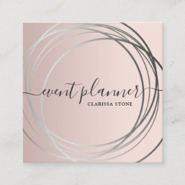 Eleganter moderner Rose Gold & Silber Eventplaner Quadratische Visitenkarte