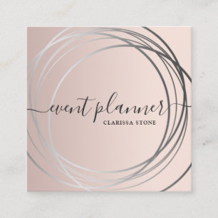 Eleganter moderner Rose Gold & Silber Eventplaner  Quadratische Visitenkarte
