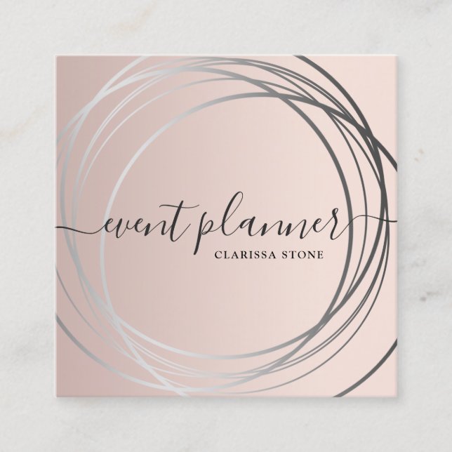 Eleganter moderner Rose Gold & Silber Eventplaner  Quadratische Visitenkarte (Vorderseite)