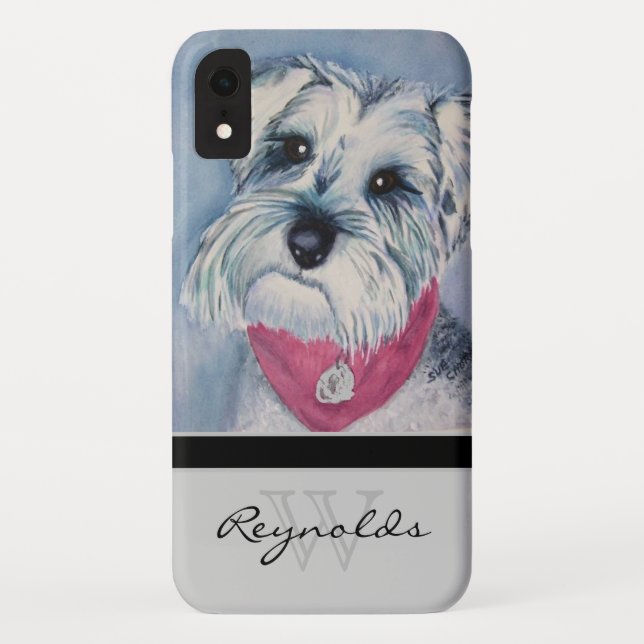 Eleganter moderner Schnauzer mit schwarzem Monogra Case-Mate iPhone Hülle (Rückseite)
