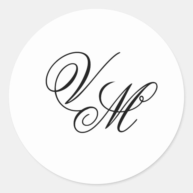 Eleganter moderner Schrift-Monogramm-Aufkleber Runder Aufkleber (Vorderseite)