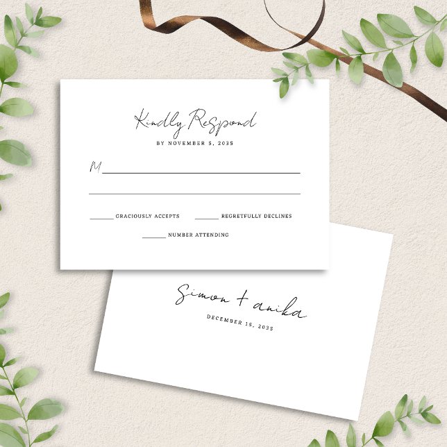 Eleganter, moderner Schriftart für Minimalistische RSVP Karte (Von Creator hochgeladen)