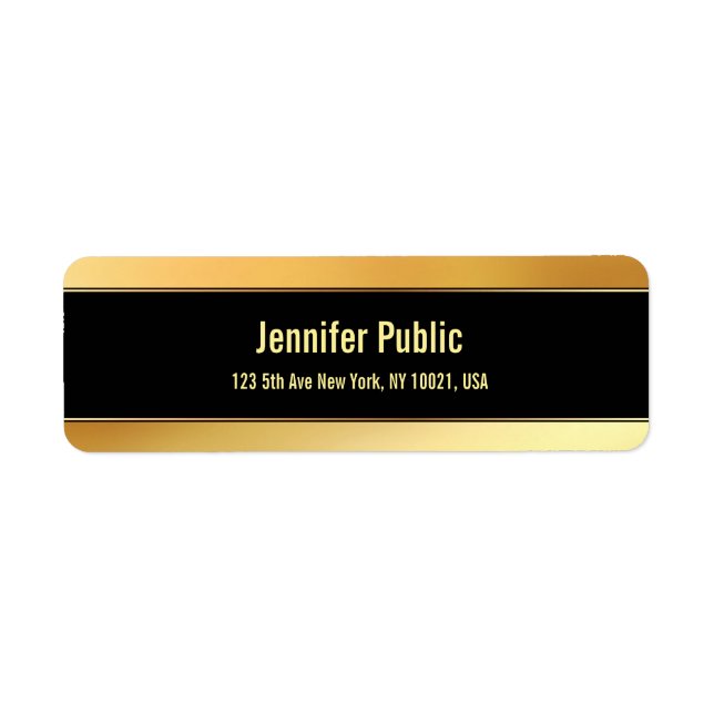 Eleganter moderner Schwarz-Gold-Einfaches Template (Vorne)