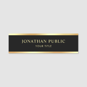 Eleganter moderner Schwarz-Gold-Template-Kunde Namensschild