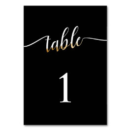 Eleganter moderner Schwarz-weiß & Gold-Hochzeitsti Tischnummer