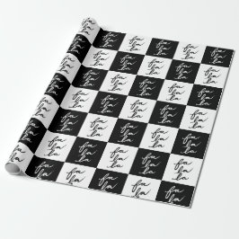 Eleganter moderner Schwarz-Weiß Weihnachtslied Geschenkpapier
