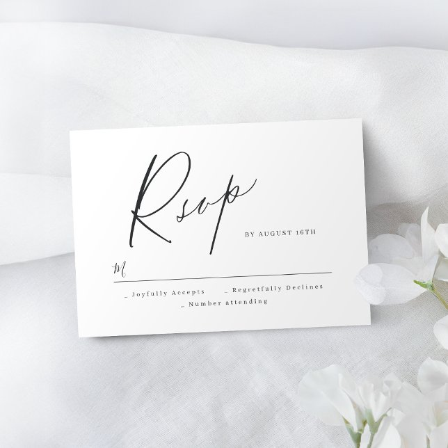 Eleganter moderner Script minimalistischer Hochzei RSVP Karte (Elegant modern script minimalist wedding RSVP)