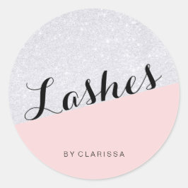 Eleganter, moderner silberner Glitzer, blütenrosa Runder Aufkleber