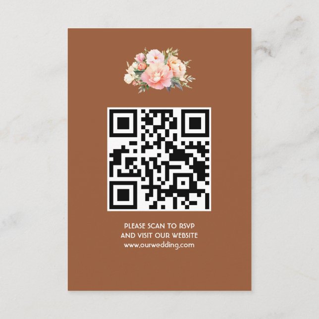 Eleganter moderner Simple Boho Wedding QR Code UAW Begleitkarte (Rückseite)