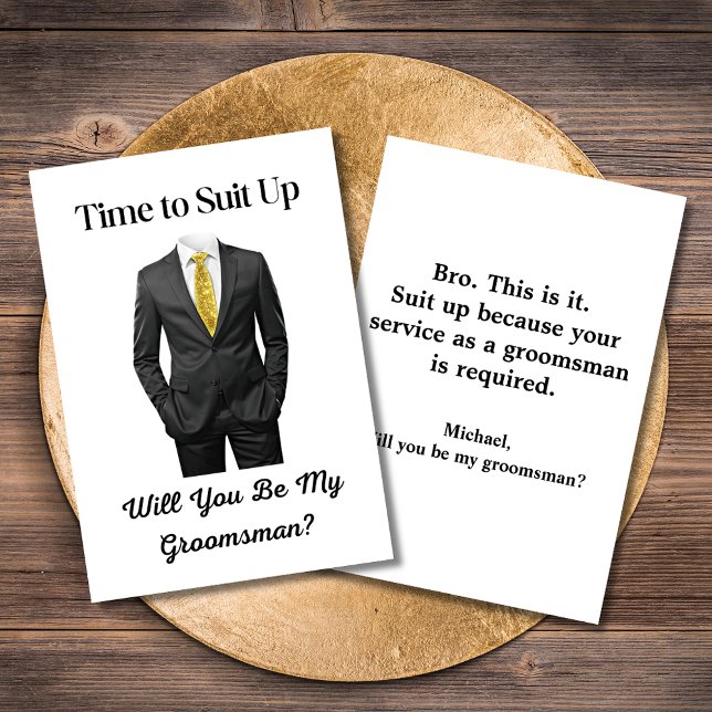 eleganter, moderner Smoking-Trauzeuge-Vorschlag Einladung (Von Creator hochgeladen)