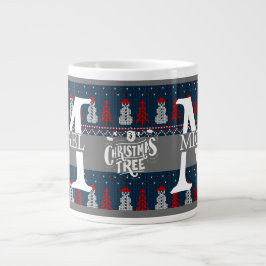 Eleganter Moderner Snowman Monogram Weihnachtsfest Jumbo-Tasse
