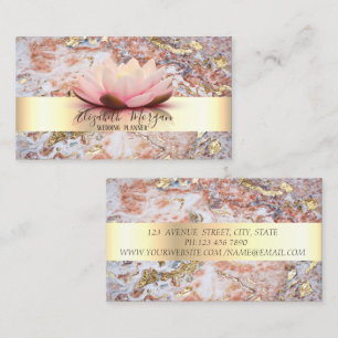 Eleganter moderner Streifen Lotus Marmor Gold Visitenkarte