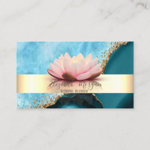 Eleganter moderner Streifen Lotus Türkis Marmor Go Visitenkarte
