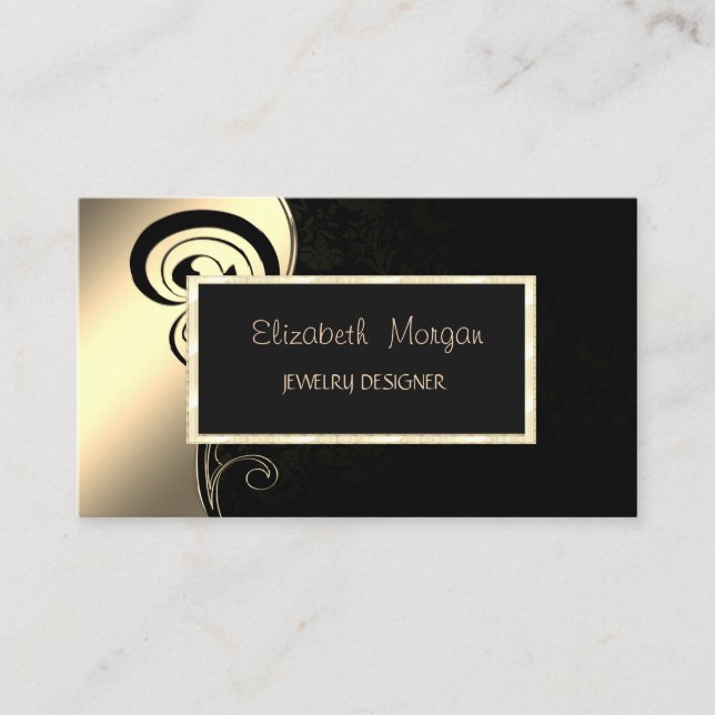 Eleganter, moderner Swirl, Gold-Rahmen-Schmuckdesi Visitenkarte (Vorderseite)