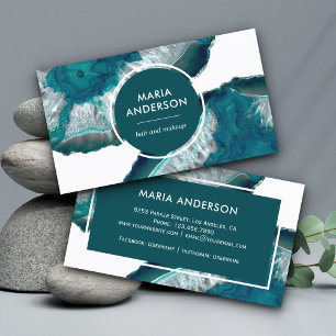 Eleganter moderner Teal-Achat-Geode-Edelstein Visitenkarte