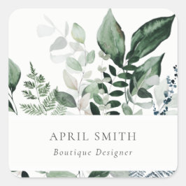 Eleganter, moderner, tropischer Blattfuß Quadratischer Aufkleber