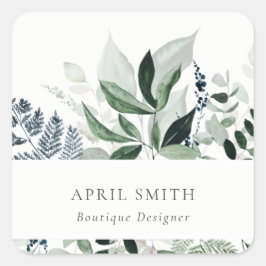 Eleganter, moderner, tropischer Blattfuß Quadratischer Aufkleber