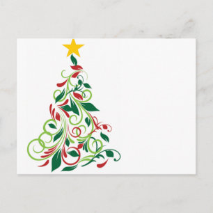Eleganter Moderner Weihnachtsbaum Illustration Feiertagspostkarte