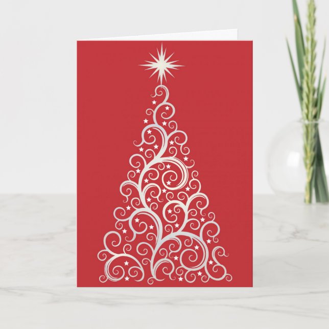Eleganter Moderner Weihnachtsbaum Karte (Vorderseite)