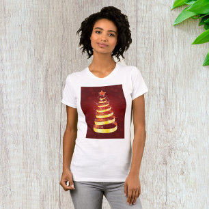 Eleganter moderner Weihnachtsbaum mit goldenem Ban T-Shirt