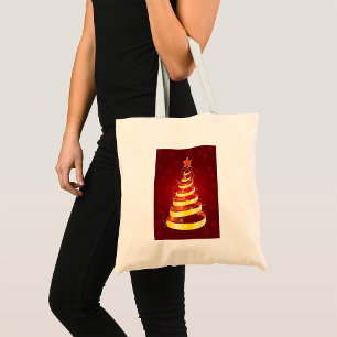 Eleganter moderner Weihnachtsbaum mit goldenem Ban Tragetasche