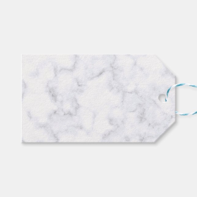 Eleganter moderner weißer Marmor Geschenkanhänger (Vorderseite (Horizontal))