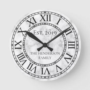 Eleganter moderner weißer Marmor nach Maß Runde Wanduhr