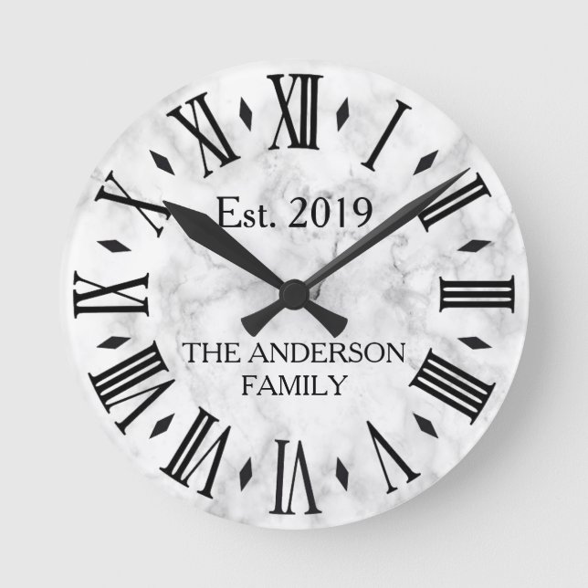 Eleganter, moderner weißer Marmor Runde Wanduhr (Vorderseite)