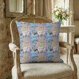 Eleganter moderner Whimsical Floral Stripes Lavend Kissen