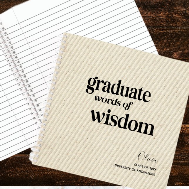 Eleganter moderner Words Wisdom-Abschluss Notizbuch (Graduation Guest Book - Share words of wishdom with the grad. Modern. Perfect for party events.)
