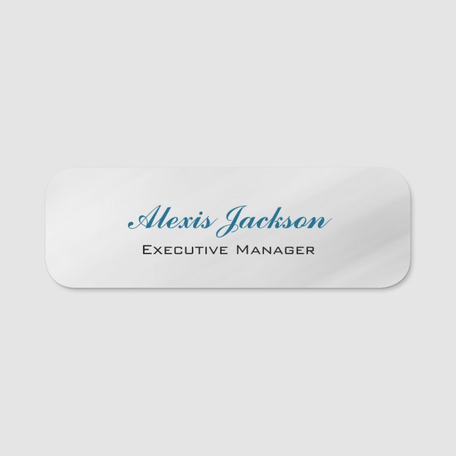 Eleganter moderner zeitgenössischer Stil Grau Hint Namensschild (Vorderseite)