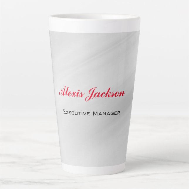 Eleganter moderner zeitgenössischer Stil Grau Rot Milchtasse (Vorderseite)