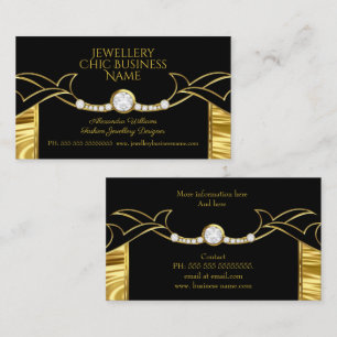 Eleganter Modeschmuckdesigner Gold und Schwarz Visitenkarte