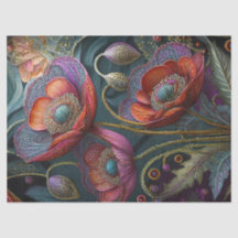 Eleganter Mohn-Teppich, Königliches Rot und Lila,