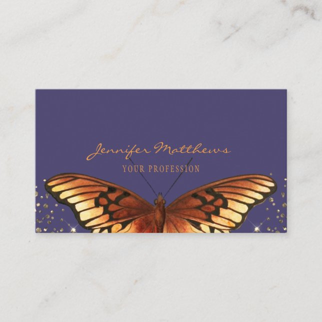 Eleganter Monarch Butterfly Glitzer Visitenkarte (Vorderseite)