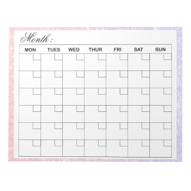 Eleganter Monatskalender-Planer Notizblock (Vorderseite)
