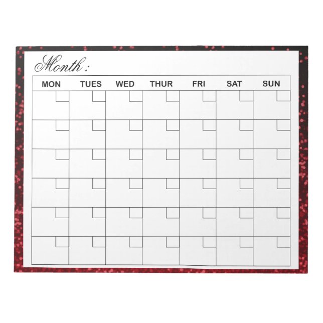 Eleganter Monatskalender-Planer Notizblock (Vorderseite)