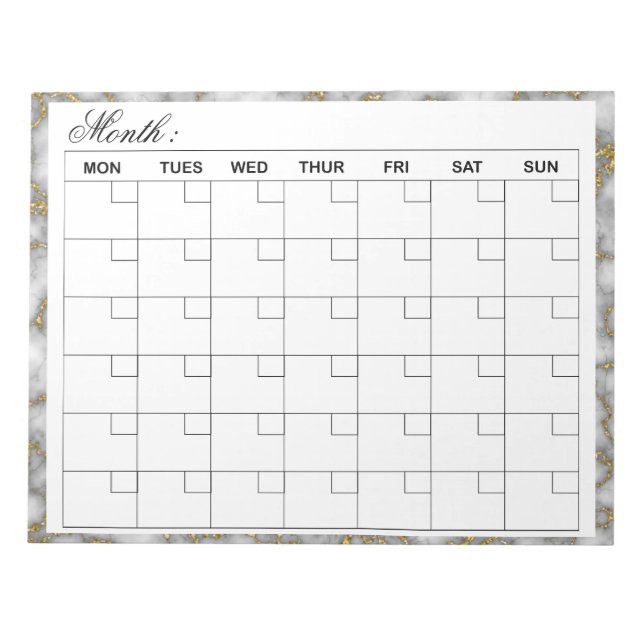 Eleganter Monatskalender-Planer Notizblock (Vorderseite)