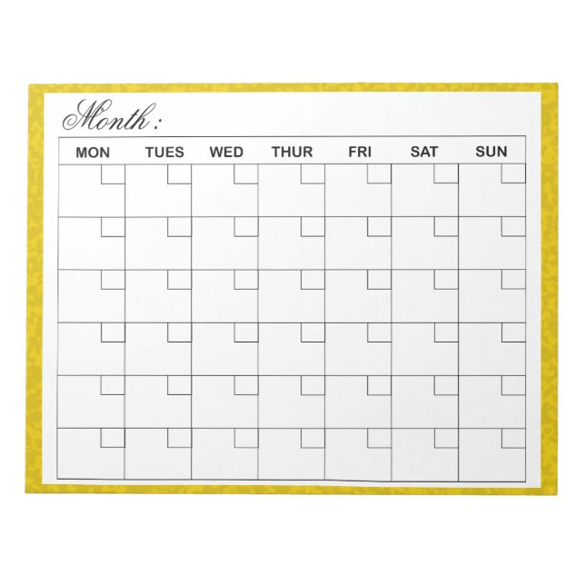 Eleganter Monatskalender-Planer Notizblock (Vorderseite)
