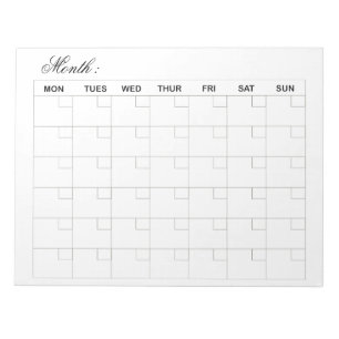 Eleganter Monatskalender-Planer Notizblock