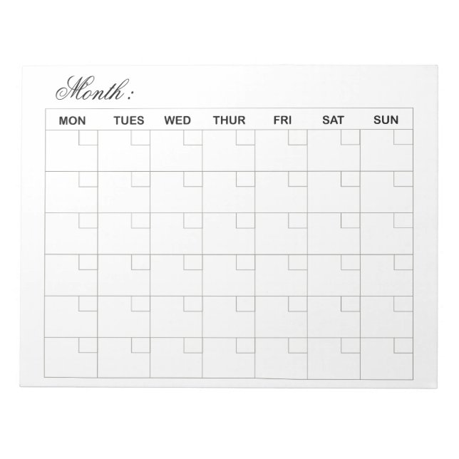Eleganter Monatskalender-Planer Notizblock (Vorderseite)