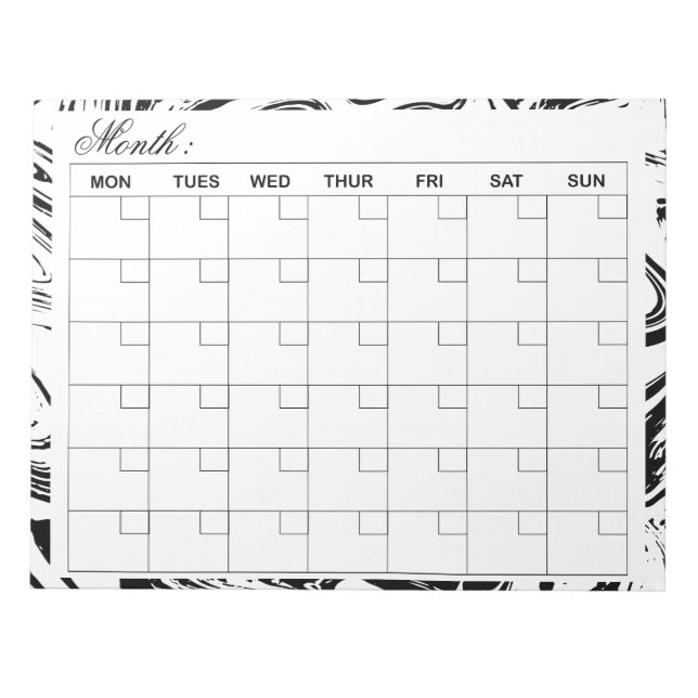 Eleganter Monatskalender-Planer Notizblock (Vorderseite)