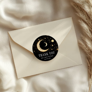Eleganter Mond Gold Schwarz Himmelgold Danke Runder Aufkleber