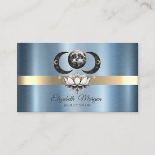 Eleganter Mond Lotus Blaumetallisch  Visitenkarte