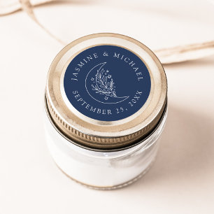 Eleganter Mond und Sterne Navy-Hochzeitsgeschenk Runder Aufkleber
