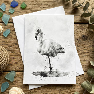 Eleganter monochromer Flamingo in Aquarell Dankeskarte